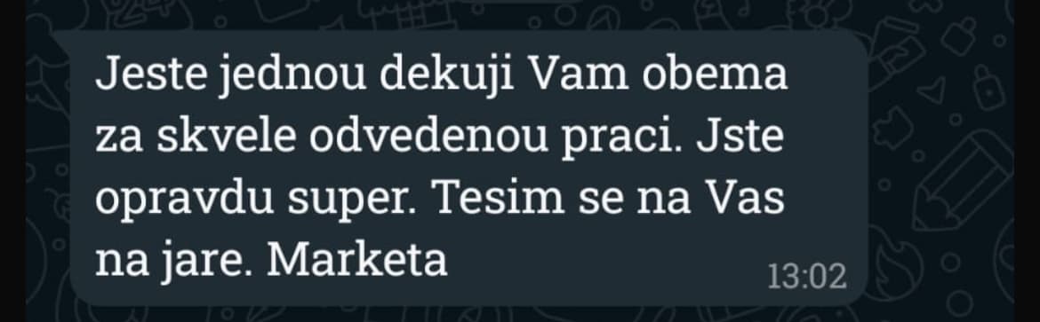 WhatsApp poděkování od Markéty